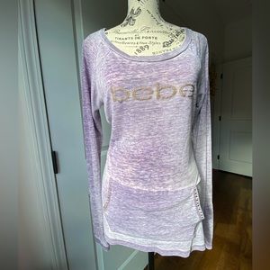 Bebe Studded Purple ombré long sleeve top with front pocket Size M